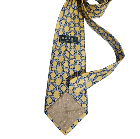 AUSTIN REED Yellow/Blue Animal Silk DESIGNER Tie ENGLAND - Picture 2 of 4